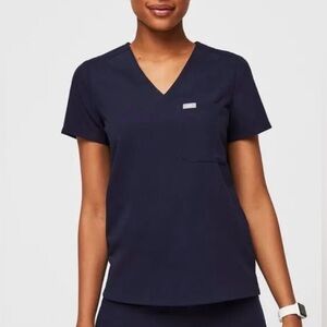 Figs Catarina One-Pocket Scrub Top in Slate Blue-Gray, Size xxlarge